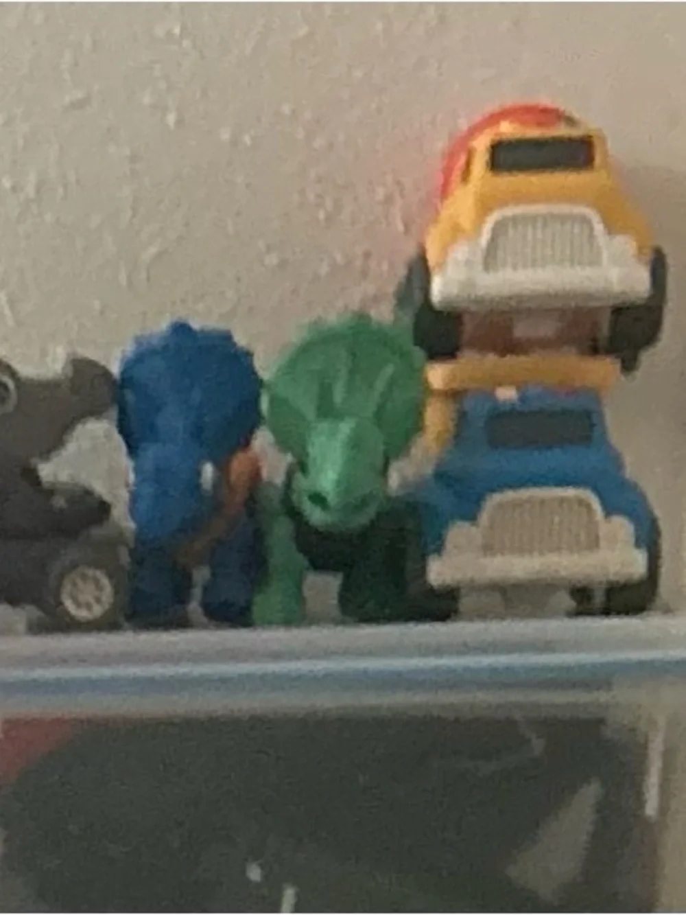 4 Gray, green ,blue  Dino Monsters Truck Toy - Kids Vehicle two have wheels .